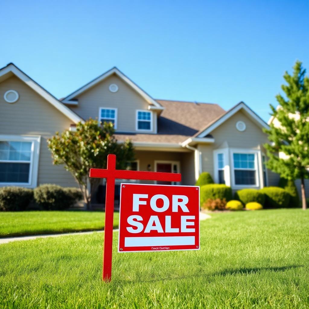 Residential home with a For Sale sign in the yard