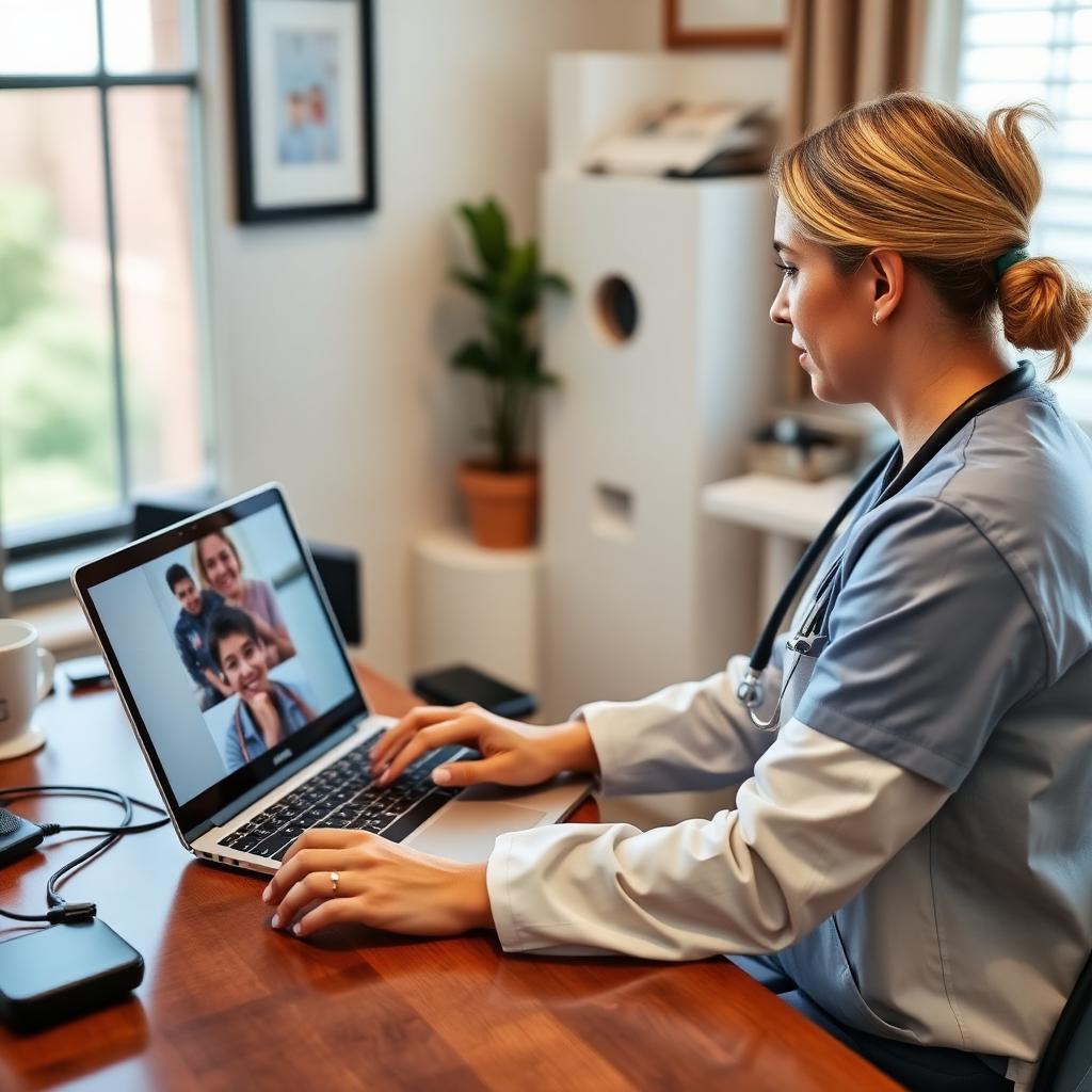 Healthcare provider on a telehealth video call with a patient