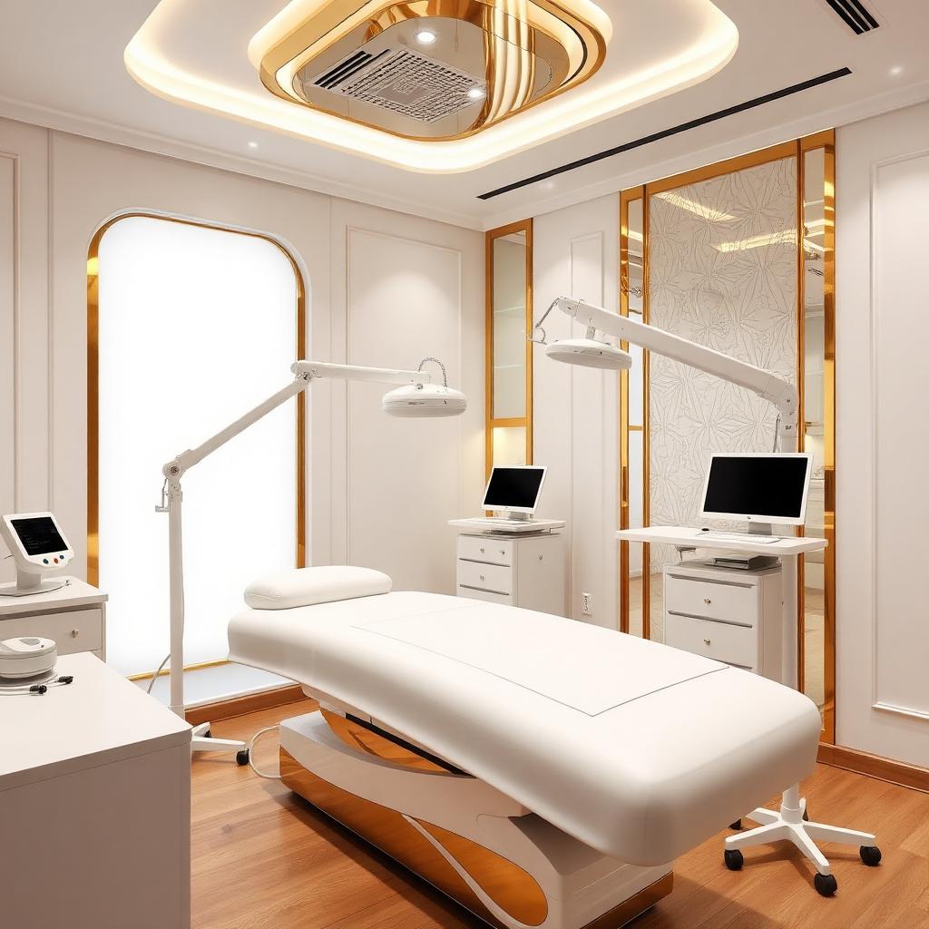 Modern medical spa treatment room with aesthetic equipment